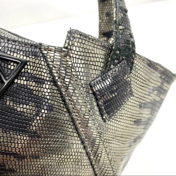 Kelly Wynne Exotic Leather Cheers To Me Mini Tote Bag in Black Metallic
